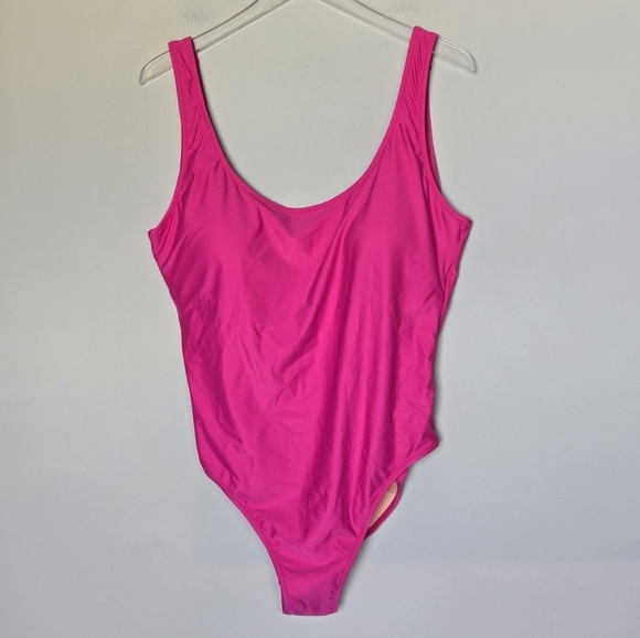 J. Crew Heritage Scoopback Vibrant Pink One-Piece Swimsuit Vacation Resort Beach - Picture 2 of 9